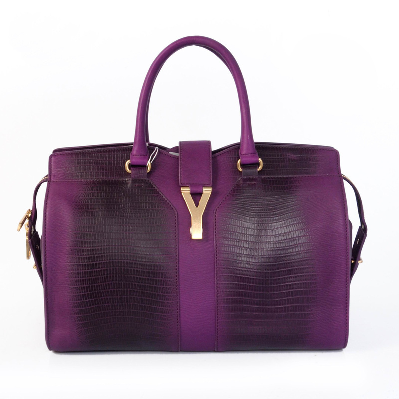 8221 YSL 2013 Cabas Chyc borsa in pelle di lucertola tote 8221 Viola